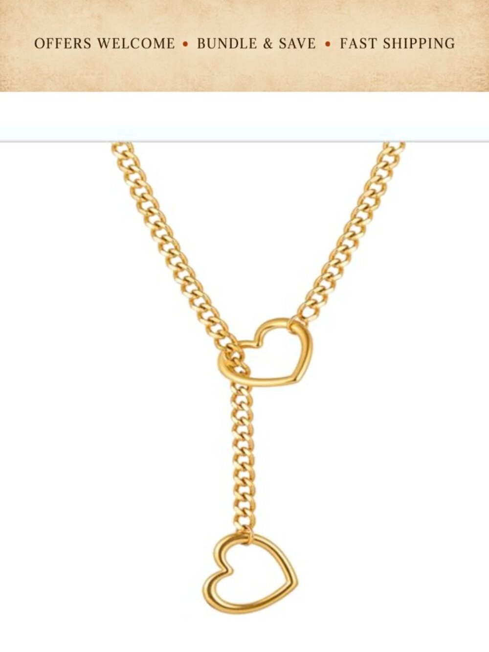 Stainless Steel Heart O-Ring Slip Chain Necklace Y-Necklace Lariat Adjustable